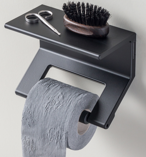 Duality™ Black Hybrid™ Toilet Roll Holder with Shelf