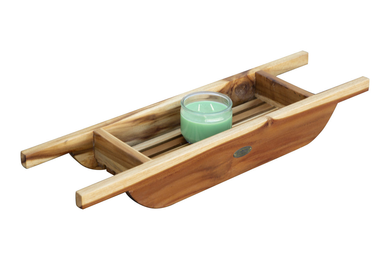 EcoDecors® Eleganto® 29" Teak Wood Bath Caddy in EarthyTeak Finish