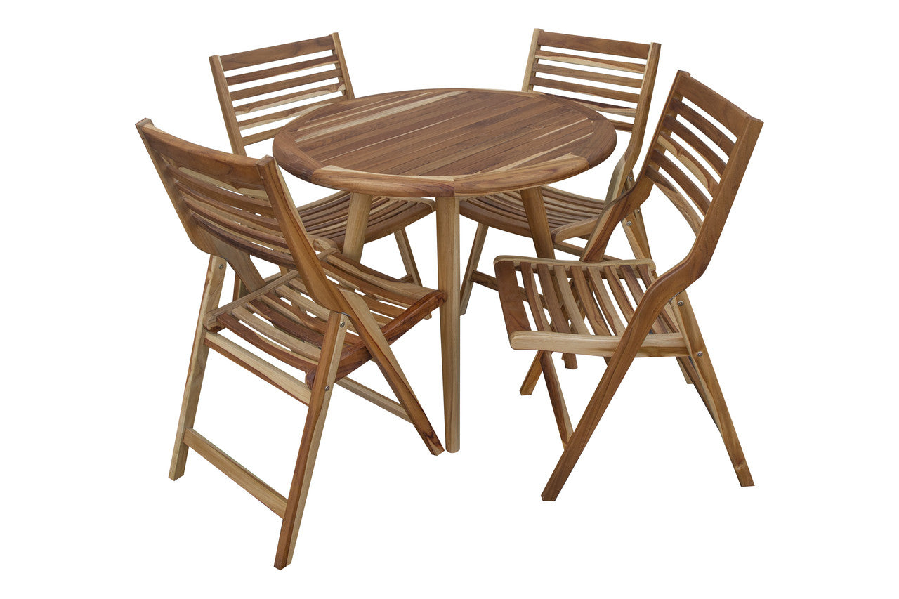 EcoDecors® Mid-Century Modern 36" Teak Wood Round Table in EarthyTeak Finish