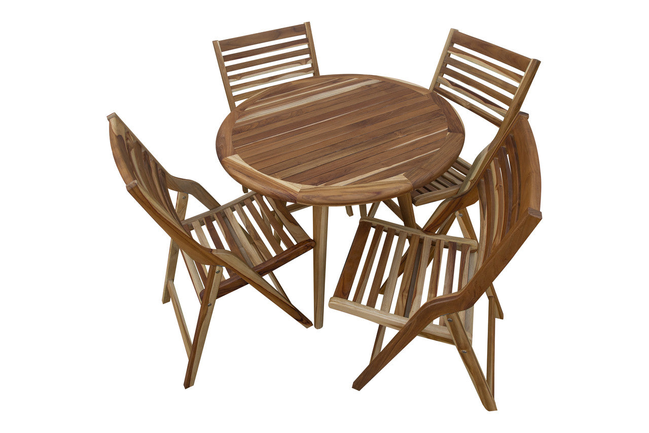 EcoDecors® Mid-Century Modern 36" Teak Wood Round Table in EarthyTeak Finish