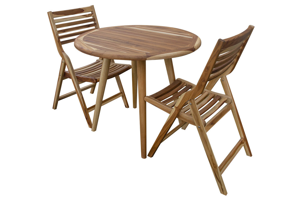 EcoDecors® Mid-Century Modern 36" Teak Wood Round Table in EarthyTeak Finish