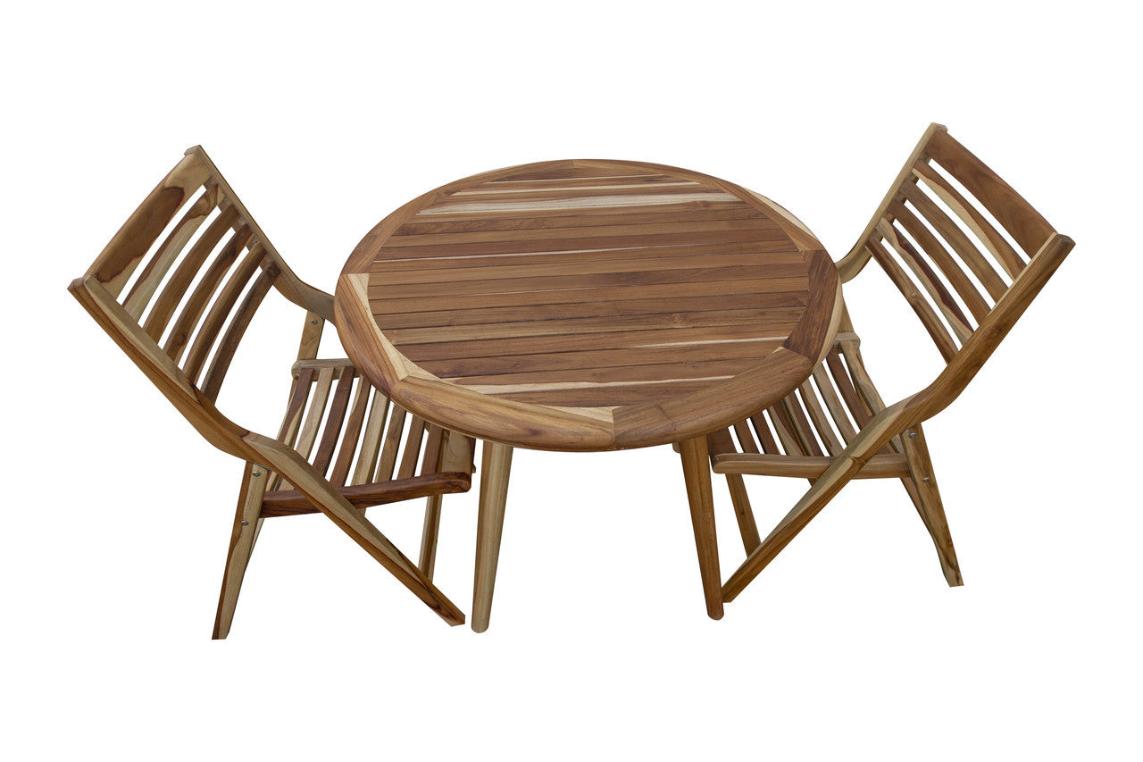 EcoDecors® Mid-Century Modern 36" Teak Wood Round Table in EarthyTeak Finish