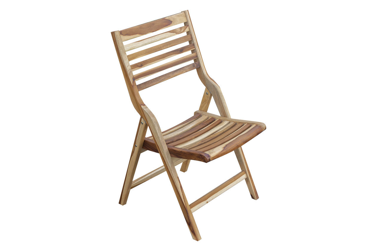 EcoDecors Mid-Century Modern Teak Wood Folding Chair in EarthyTeak Finish
