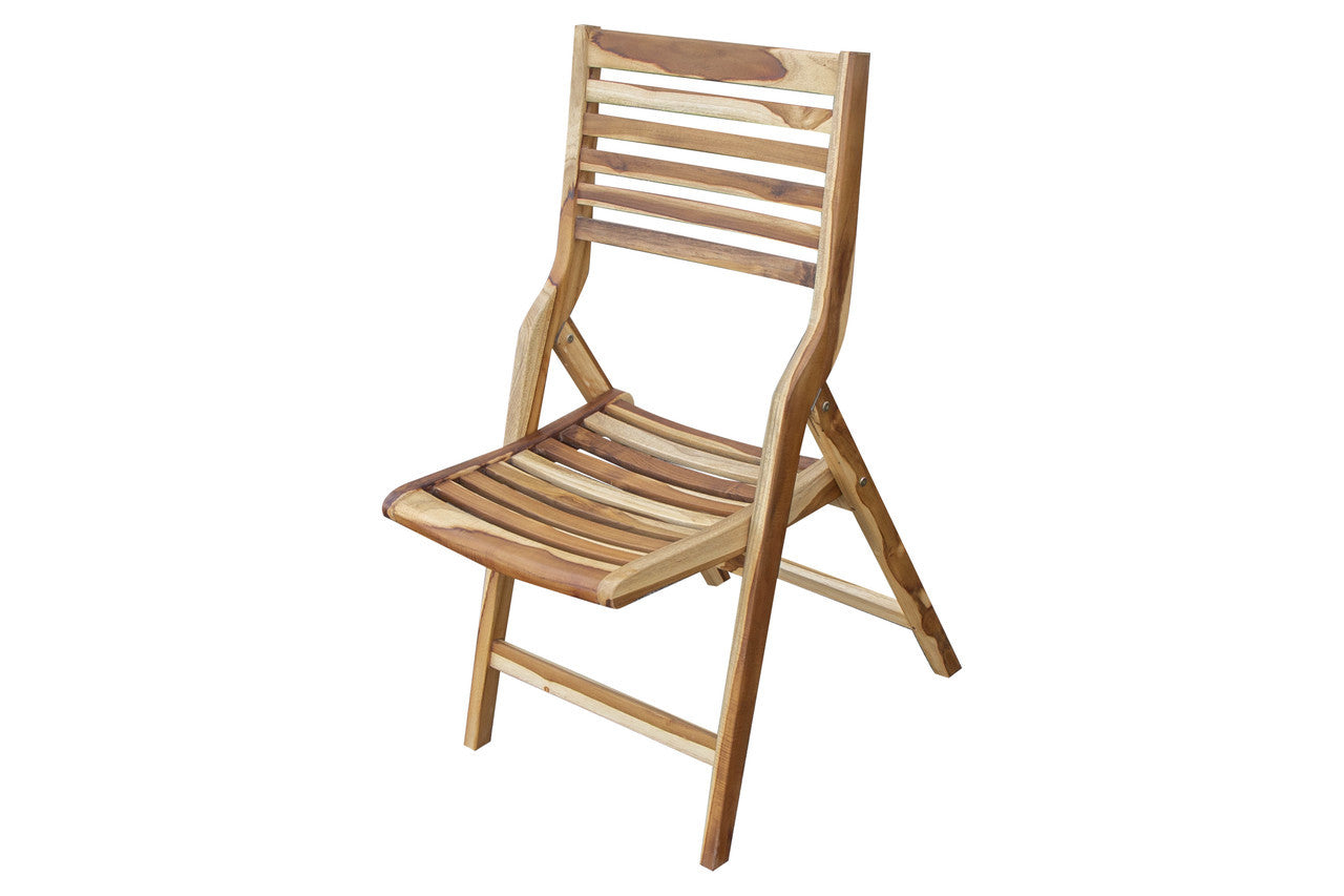 EcoDecors Mid-Century Modern Teak Wood Folding Chair in EarthyTeak Finish