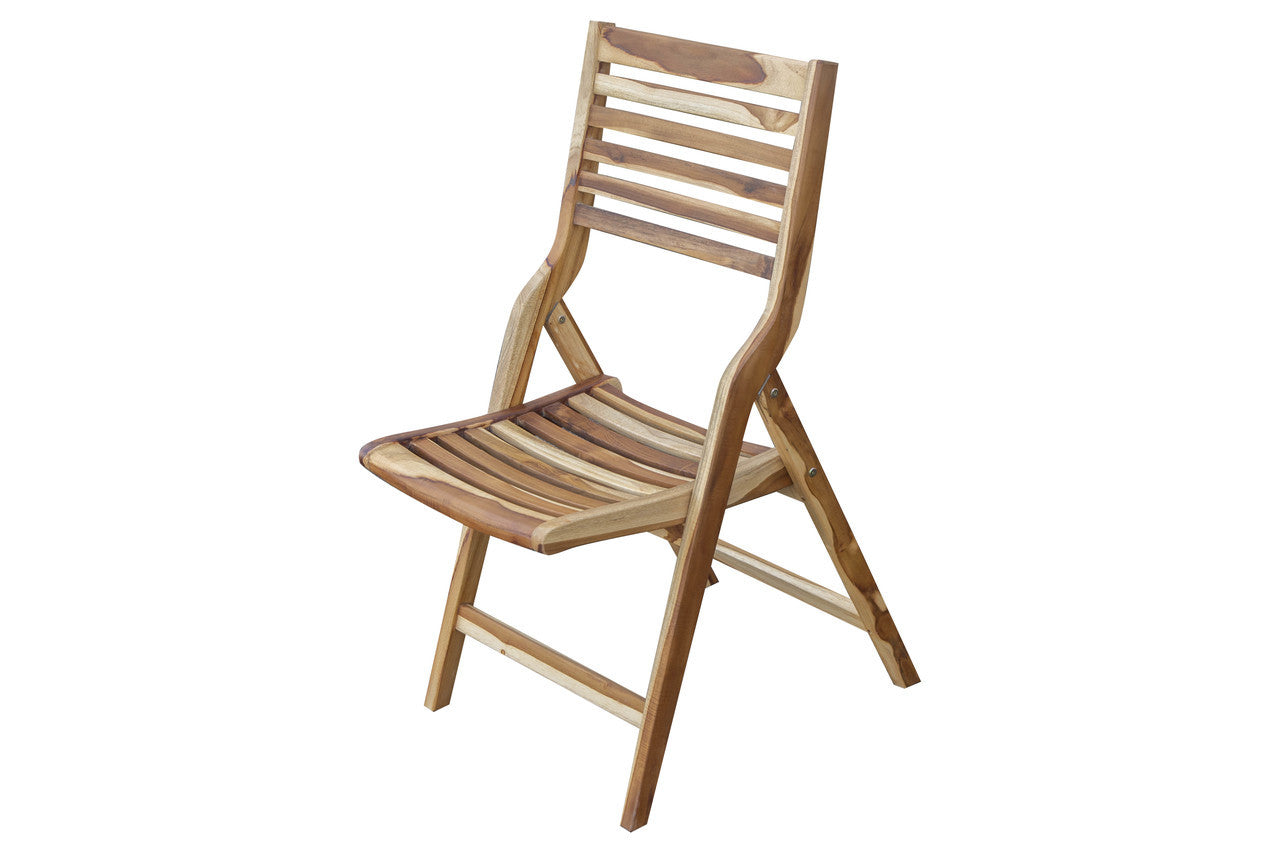 EcoDecors Mid-Century Modern Teak Wood Folding Chair in EarthyTeak Finish