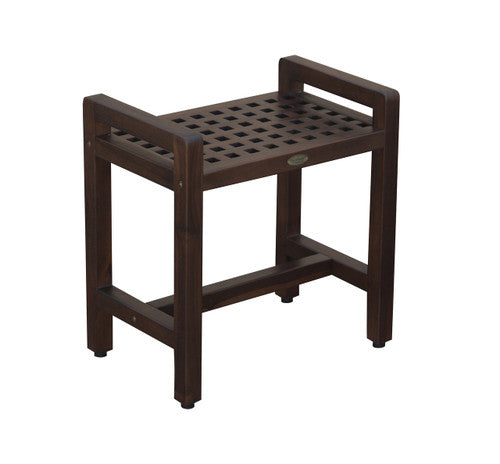 DecoTeak Espalier 20" Teak Wood Shower Bench with LiftAide Arms in Woodland Brown Finish