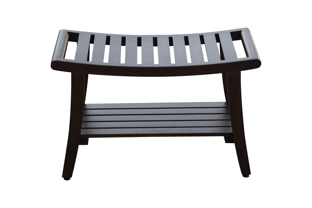 DecoTeak® Harmony® 30" Teak Wood Shower Bench with Shelf and LiftAide® Arms in Woodland Brown Finish