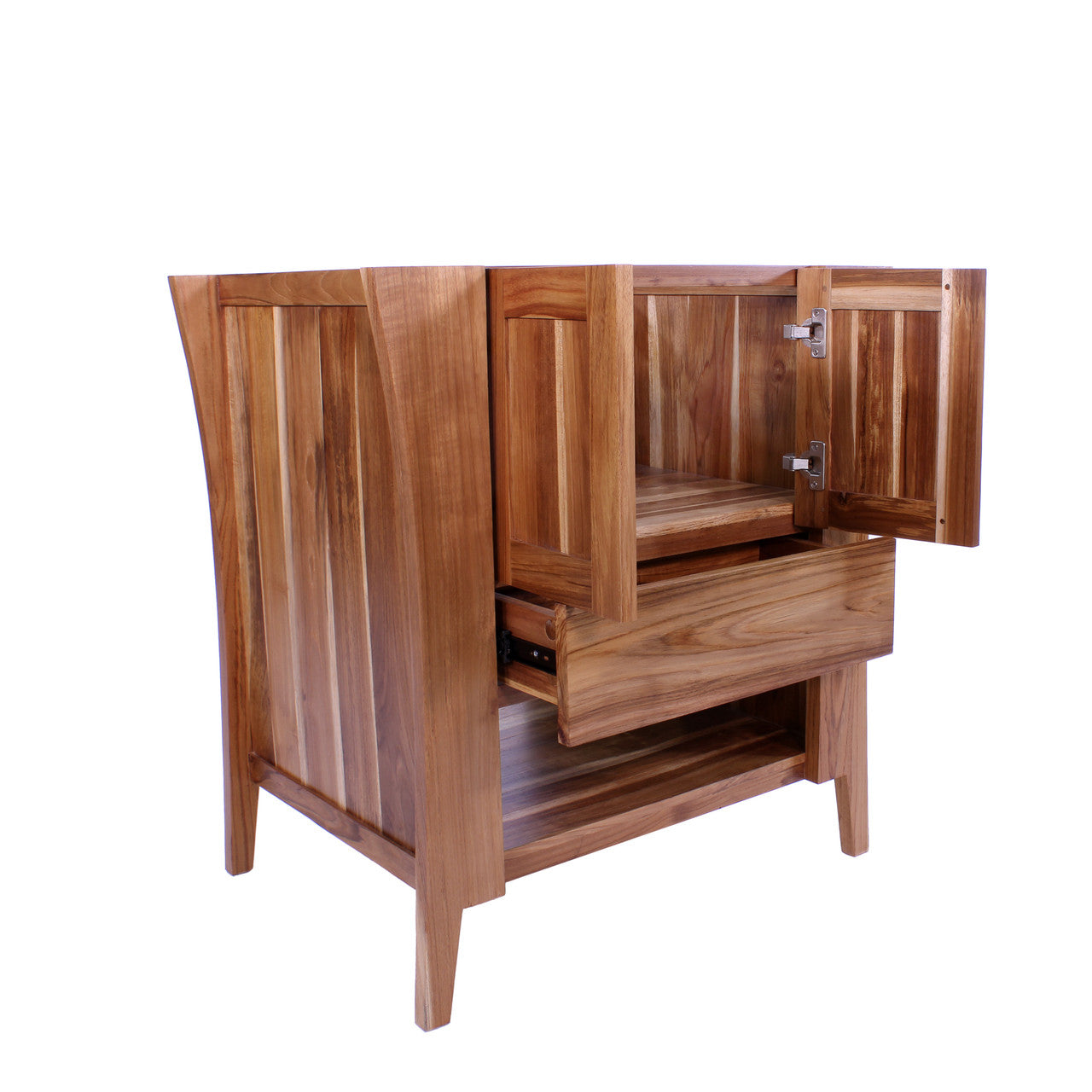 EcoDecors® Curvature® 30" Teak Wood Free Standing Bathroom Vanity in EarthyTeak® Finish