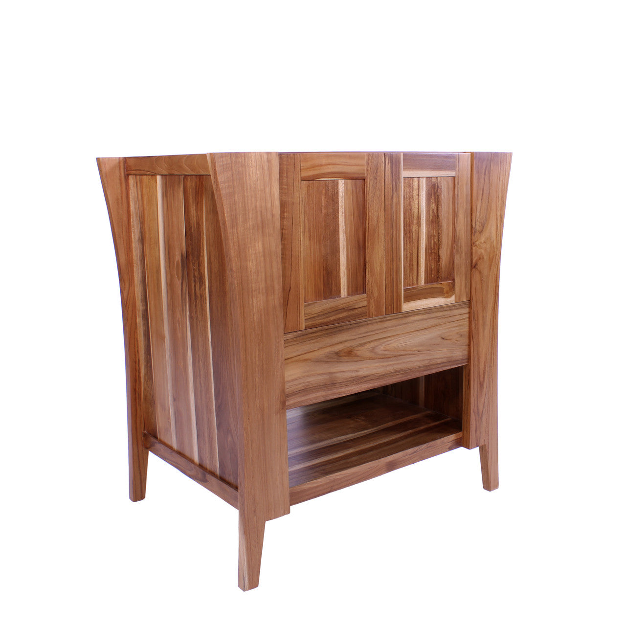 EcoDecors® Curvature® 30" Teak Wood Free Standing Bathroom Vanity in EarthyTeak® Finish