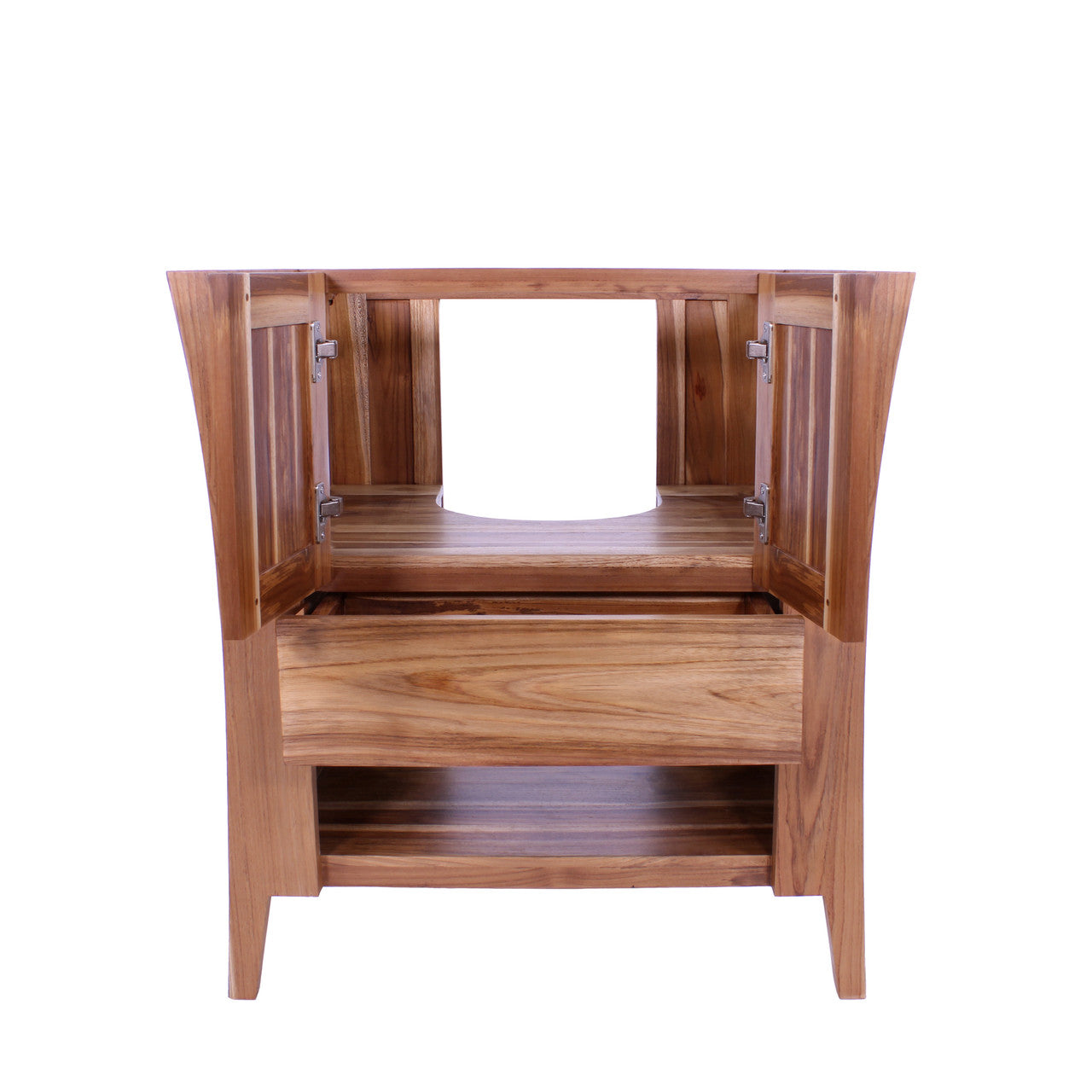 EcoDecors® Curvature® 30" Teak Wood Free Standing Bathroom Vanity in EarthyTeak® Finish