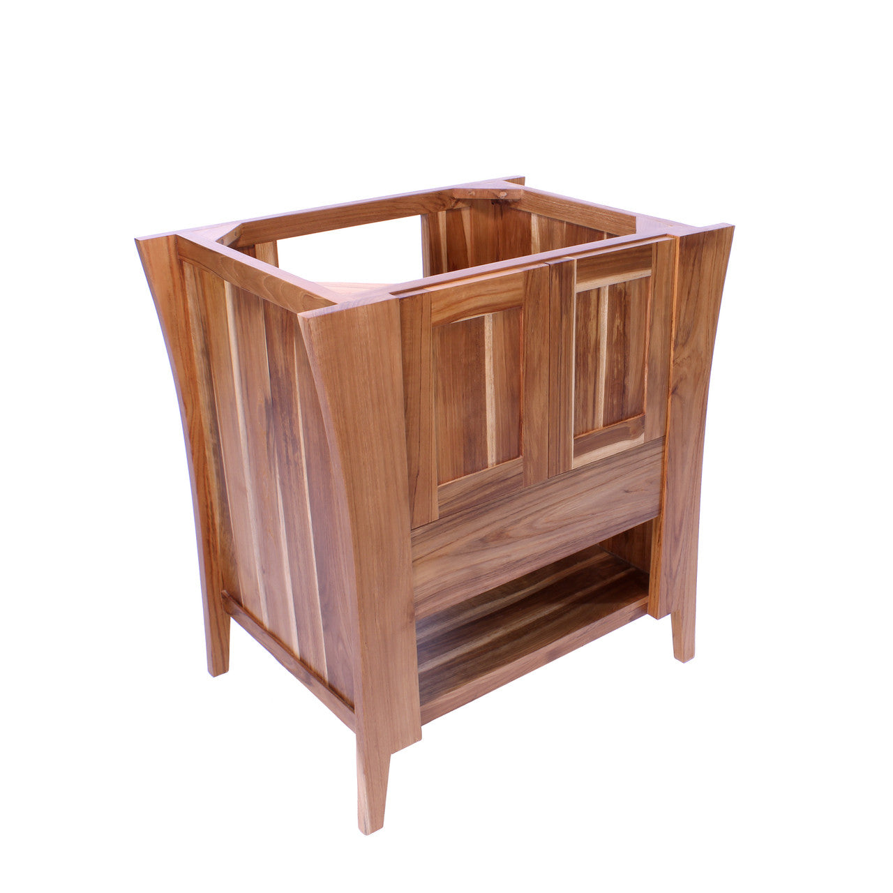 EcoDecors® Curvature® 30" Teak Wood Free Standing Bathroom Vanity in EarthyTeak® Finish