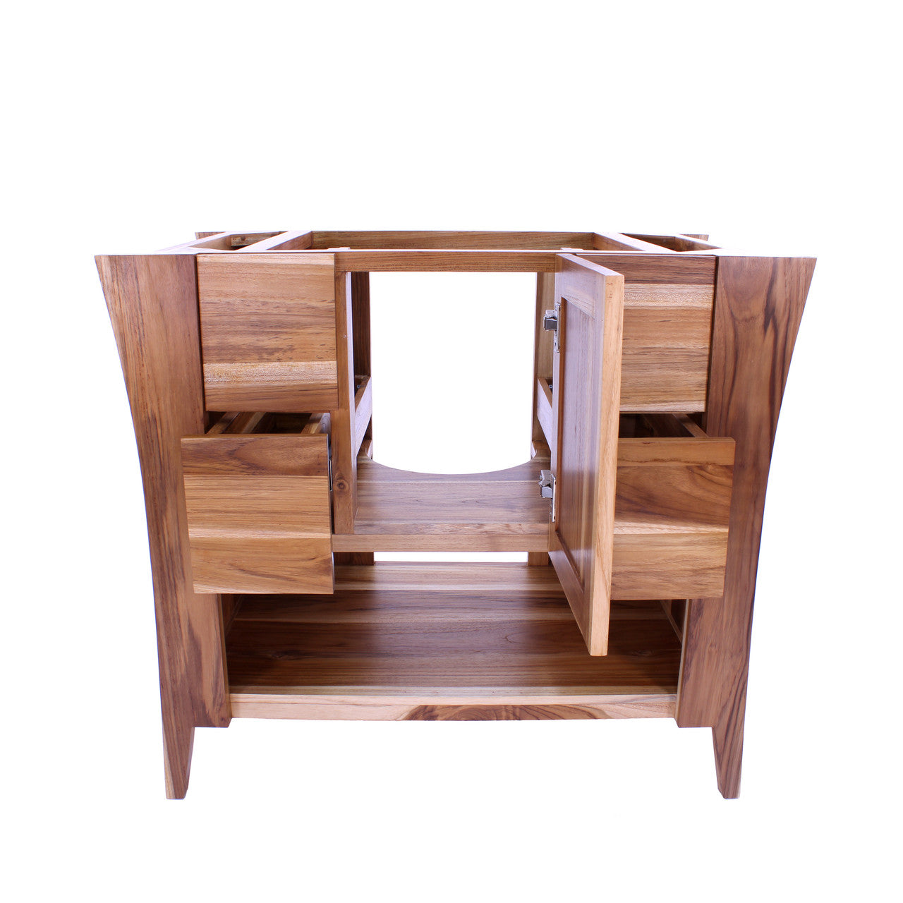 EcoDecors® Curvature® 36" Teak Wood Free Standing Bathroom Vanity in EarthyTeak® Finish