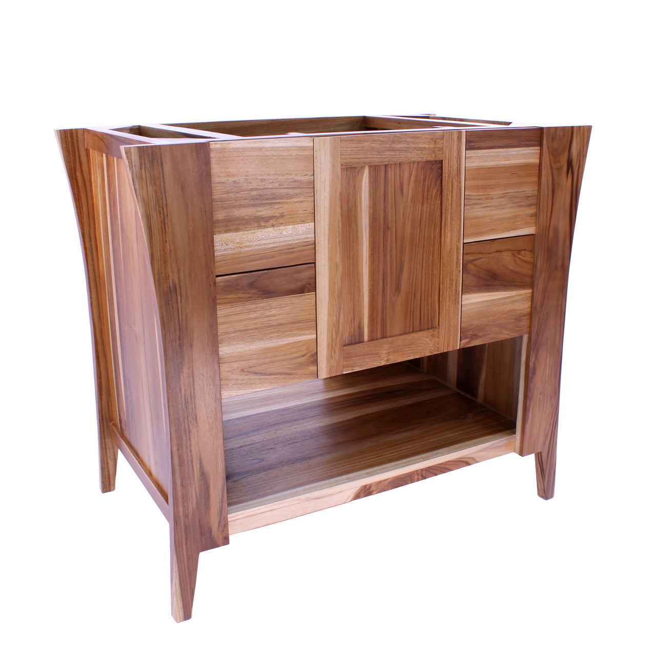 EcoDecors® Curvature® 36" Teak Wood Free Standing Bathroom Vanity in EarthyTeak® Finish