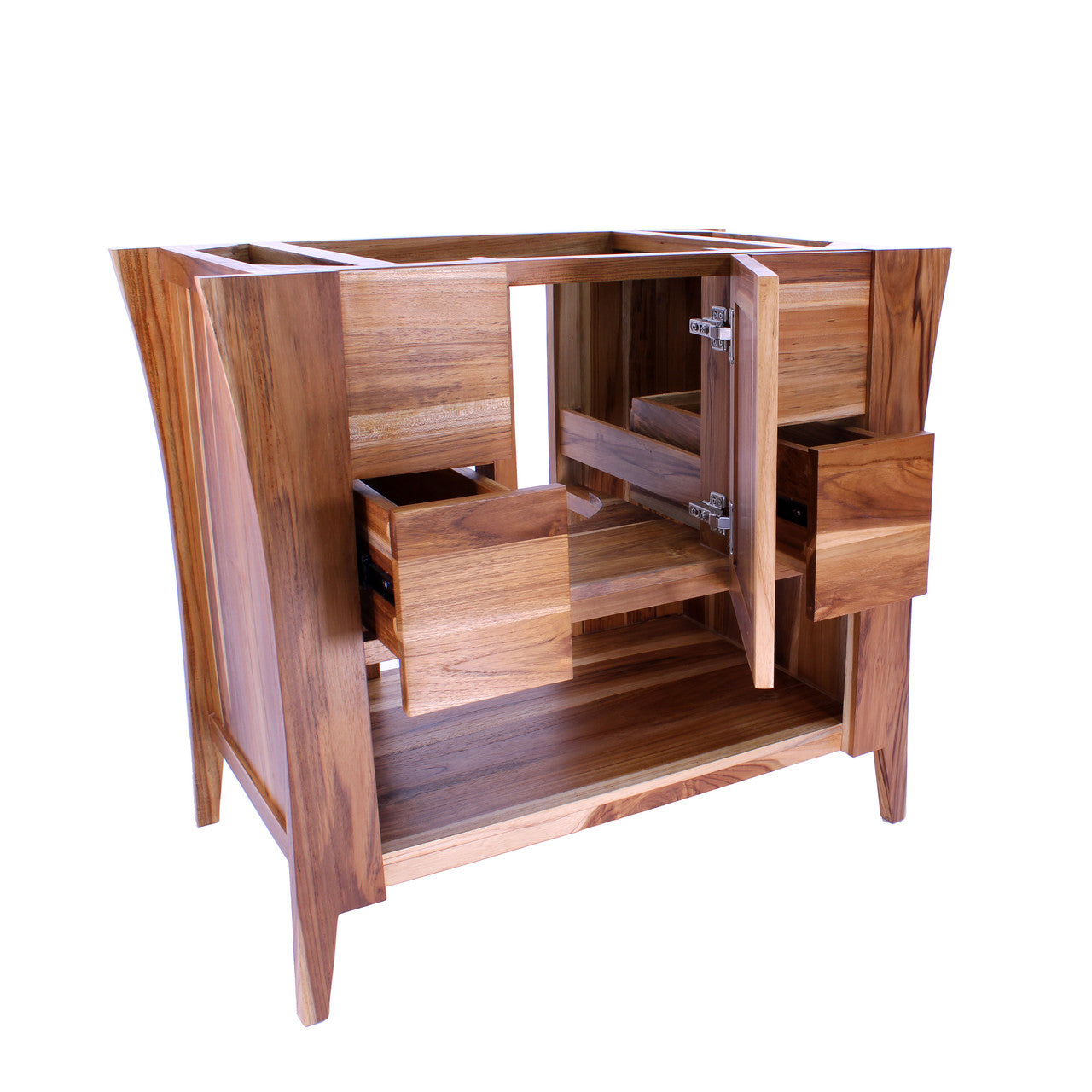 EcoDecors® Curvature® 36" Teak Wood Free Standing Bathroom Vanity in EarthyTeak® Finish