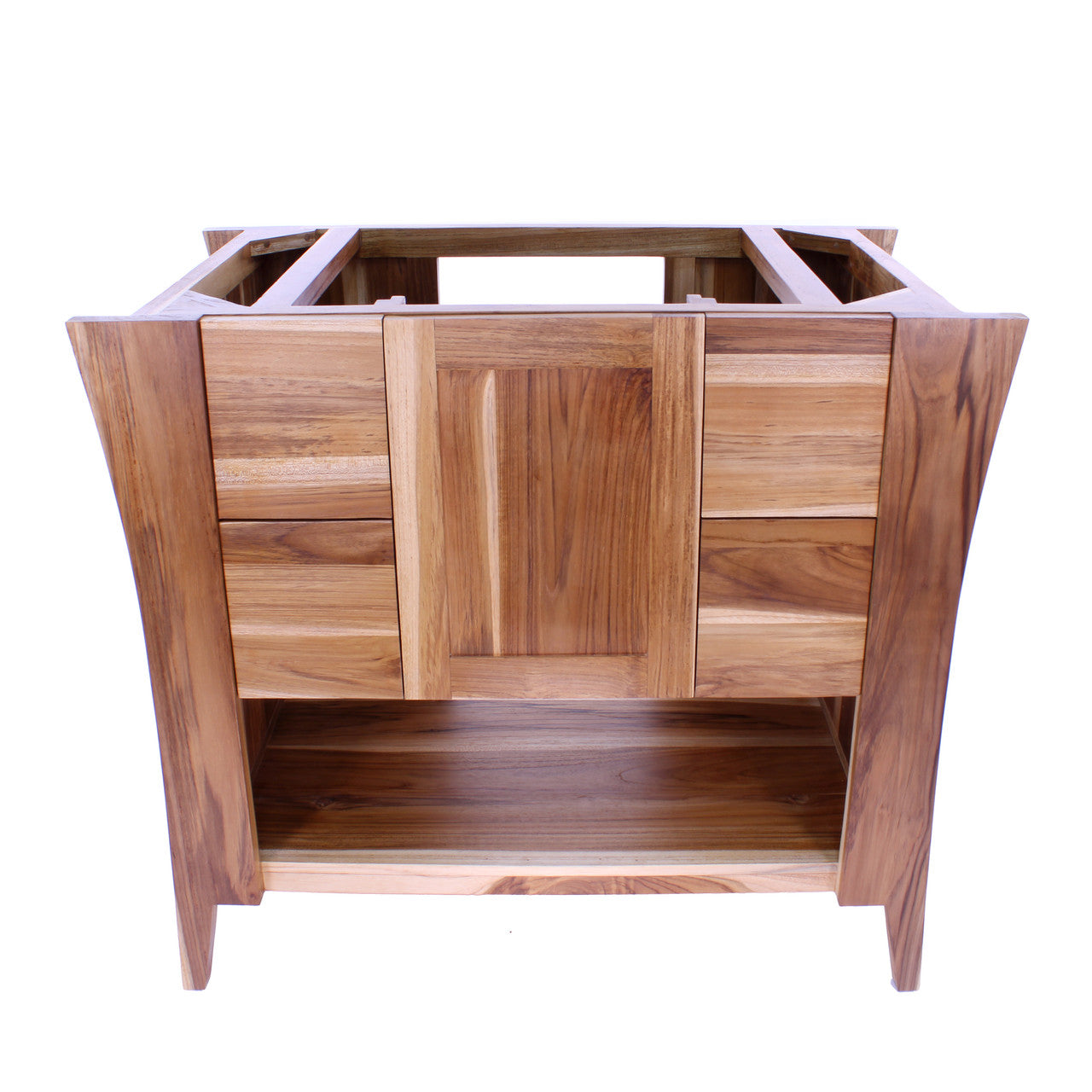 EcoDecors® Curvature® 36" Teak Wood Free Standing Bathroom Vanity in EarthyTeak® Finish