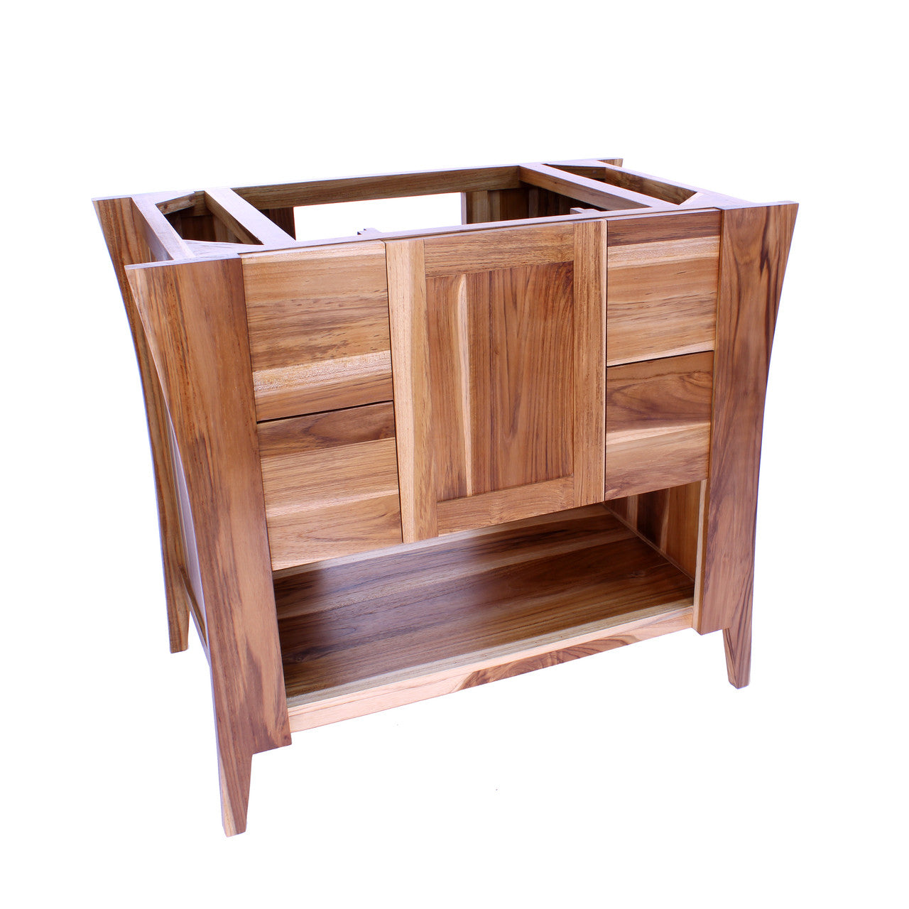 EcoDecors® Curvature® 36" Teak Wood Free Standing Bathroom Vanity in EarthyTeak® Finish