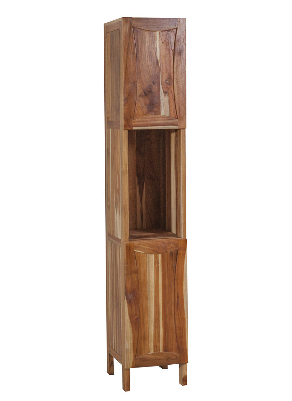 EcoDecors® Curvature® 79" Teak Wood Free Standing Linen Tower in EarthyTeak® Finish