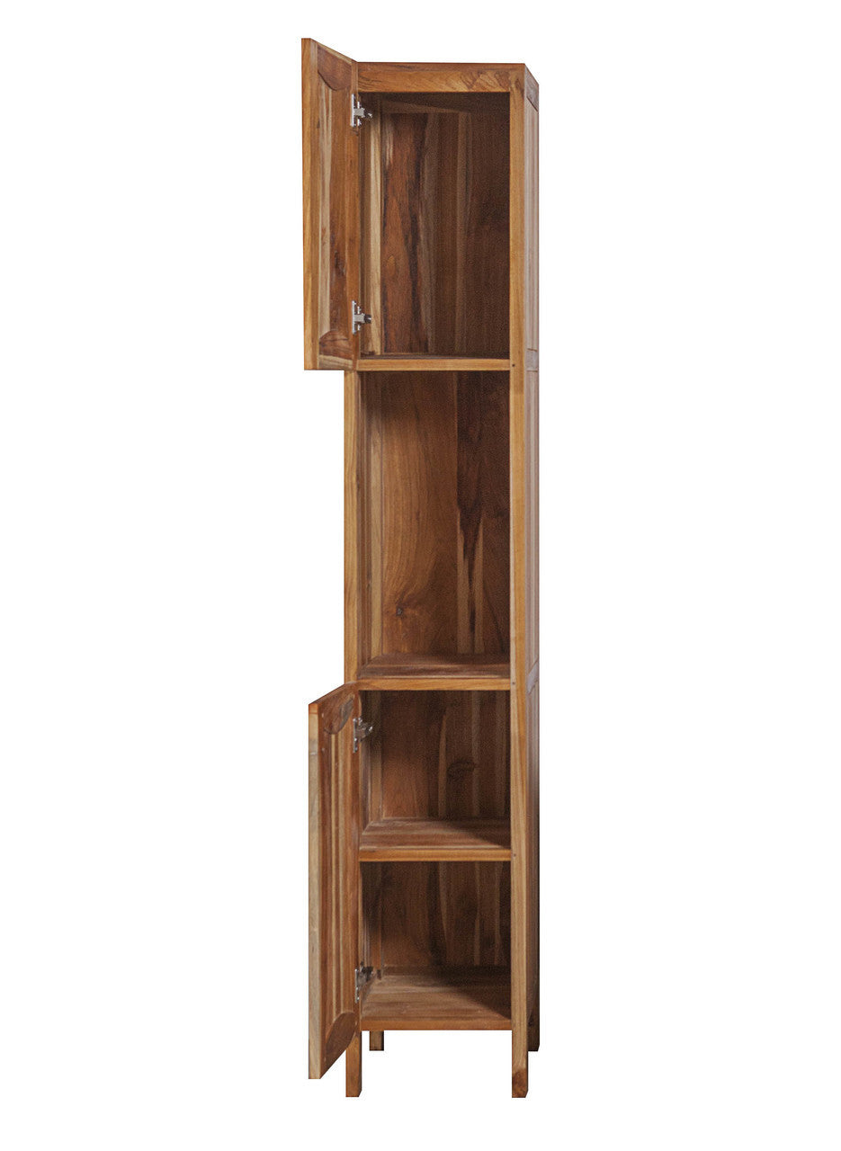 EcoDecors® Curvature® 79" Teak Wood Free Standing Linen Tower in EarthyTeak® Finish