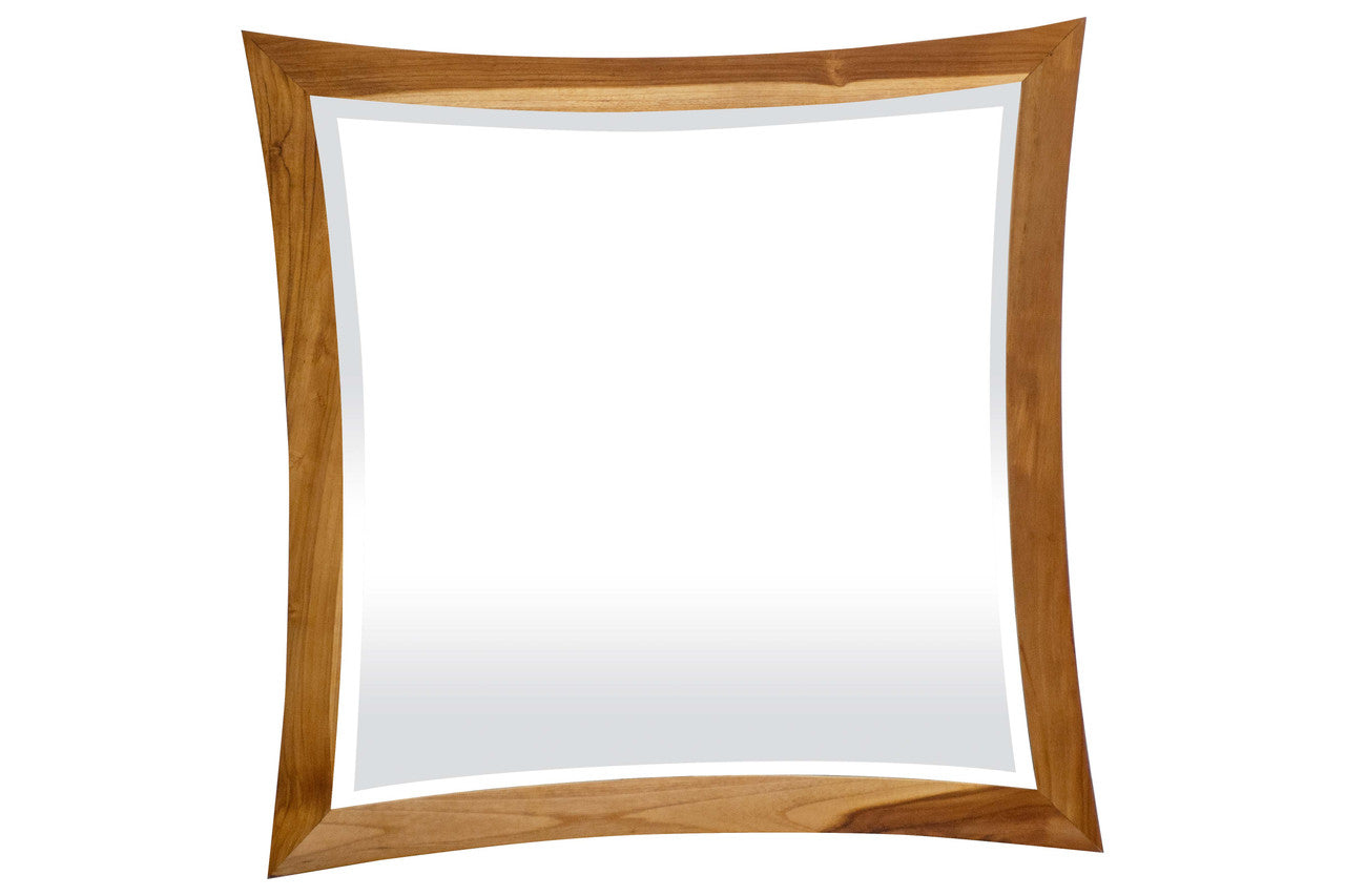 EcoDecors® Curvature® 36" x 35" Teak Wood Wall Mirror in EarthyTeak® Finish
