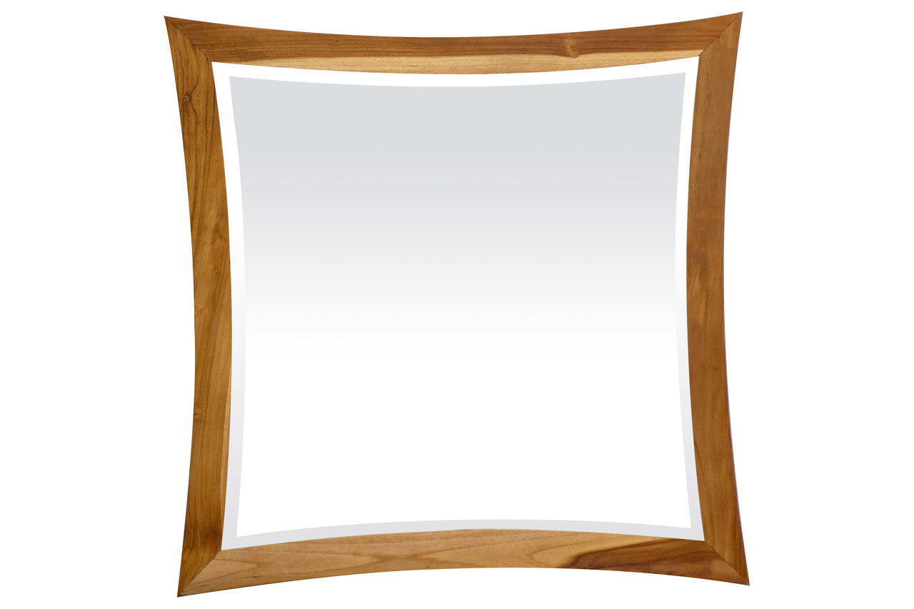 EcoDecors® Curvature® 36" x 35" Teak Wood Wall Mirror in EarthyTeak® Finish