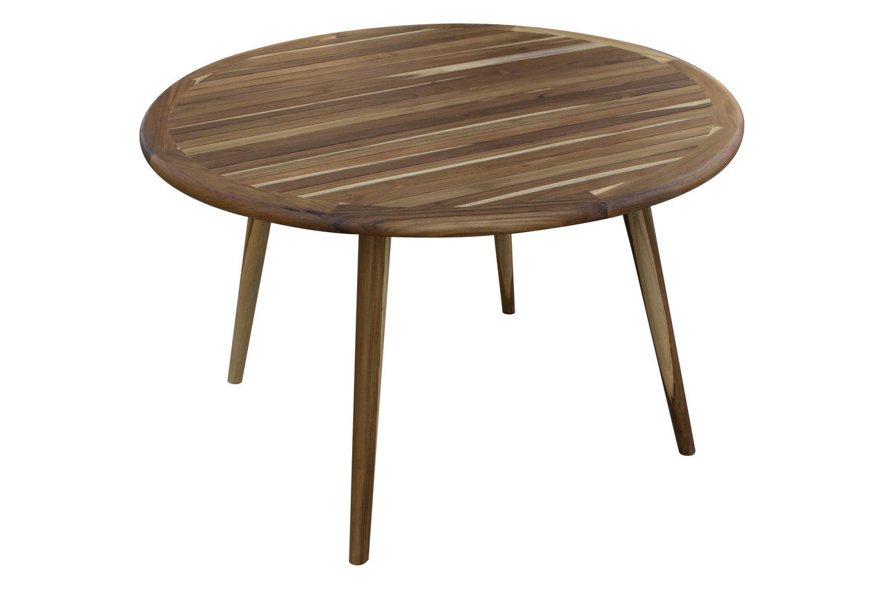 EcoDecors® Mid-Century Modern 48" Teak Wood Round Table in EarthyTeak Finish