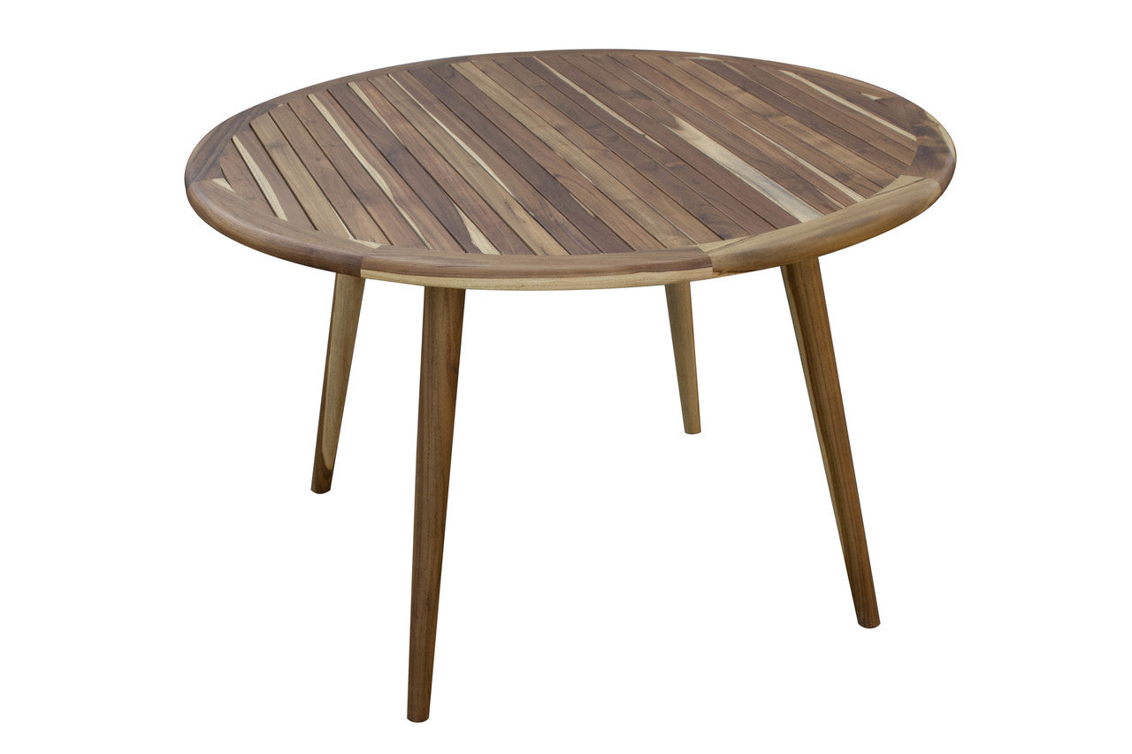 EcoDecors® Mid-Century Modern 48" Teak Wood Round Table in EarthyTeak Finish