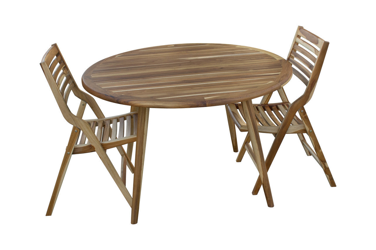 EcoDecors® Mid-Century Modern 48" Teak Wood Round Table in EarthyTeak Finish