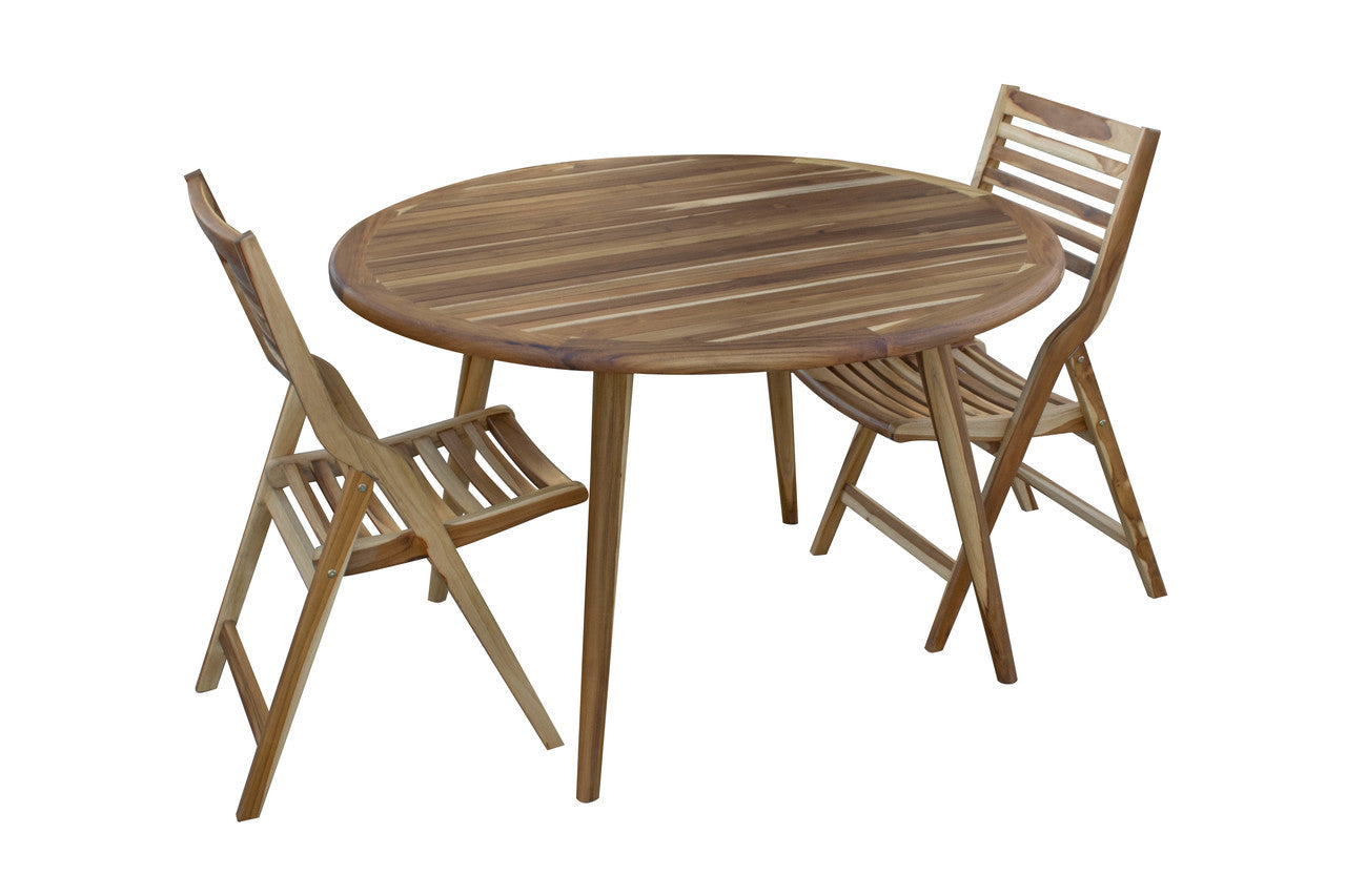 EcoDecors® Mid-Century Modern 48" Teak Wood Round Table in EarthyTeak Finish