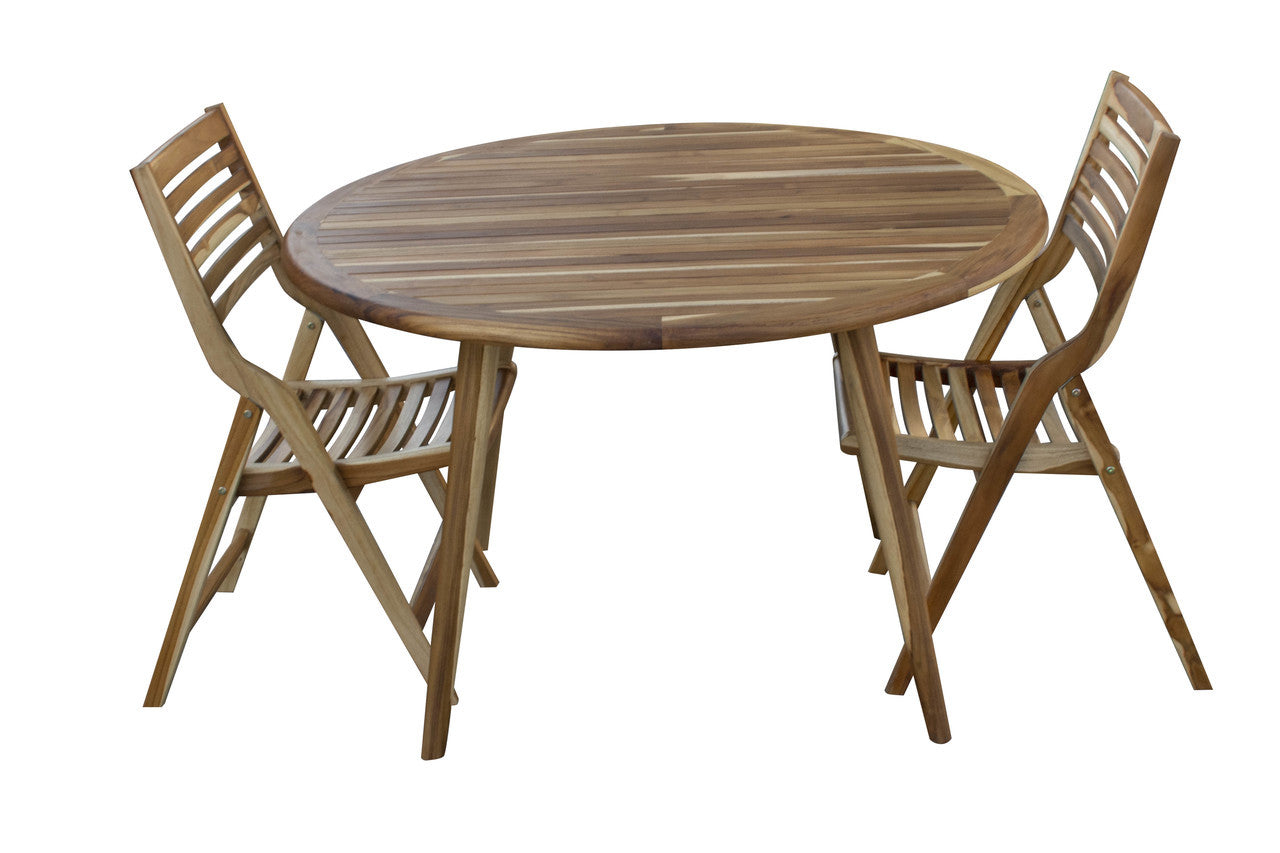 EcoDecors® Mid-Century Modern 48" Teak Wood Round Table in EarthyTeak Finish