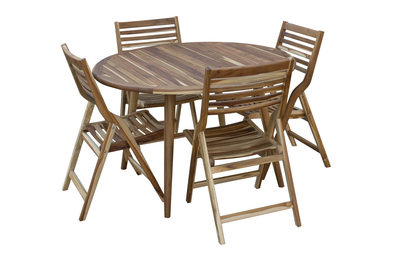 EcoDecors® Mid-Century Modern 48" Teak Wood Round Table in EarthyTeak Finish