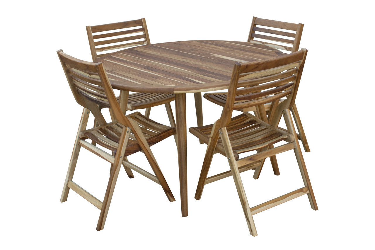 EcoDecors® Mid-Century Modern 48" Teak Wood Round Table in EarthyTeak Finish