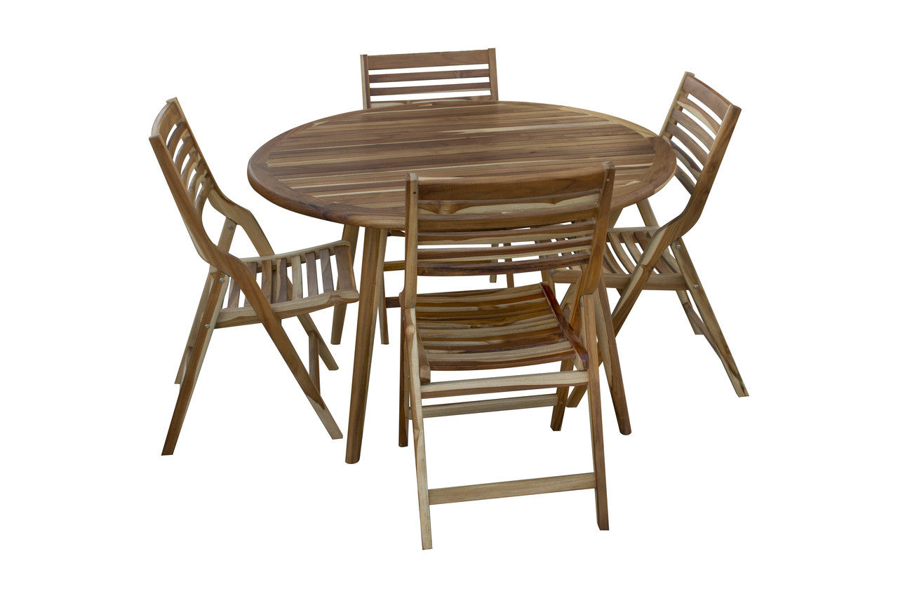 EcoDecors® Mid-Century Modern 48" Teak Wood Round Table in EarthyTeak Finish