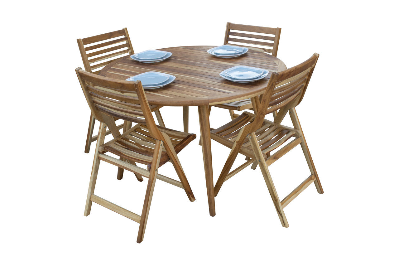 EcoDecors® Mid-Century Modern 48" Teak Wood Round Table in EarthyTeak Finish