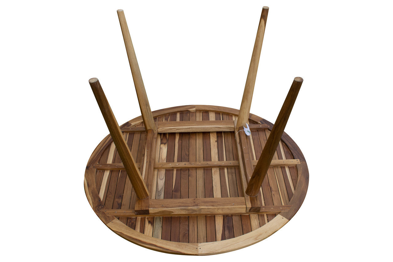 EcoDecors® Mid-Century Modern 48" Teak Wood Round Table in EarthyTeak Finish