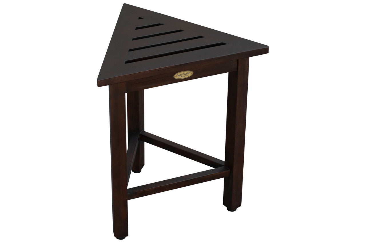 FlexiCorner Teak Wood 17" Triangular Stool in Brown Finish