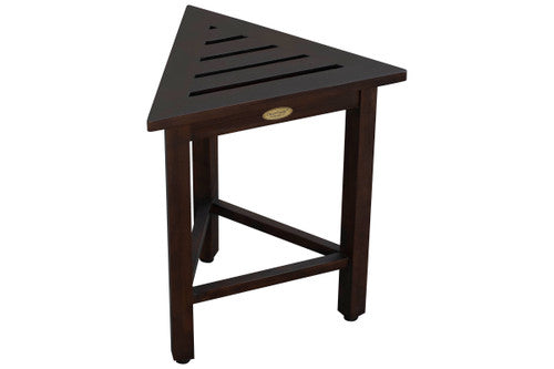 FlexiCorner Teak Wood 17" Triangular Stool in Brown Finish