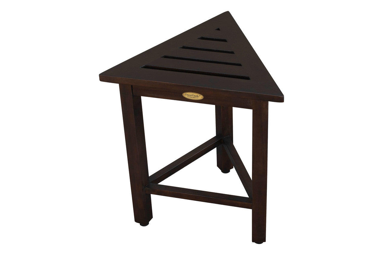 FlexiCorner Teak Wood 17" Triangular Stool in Brown Finish