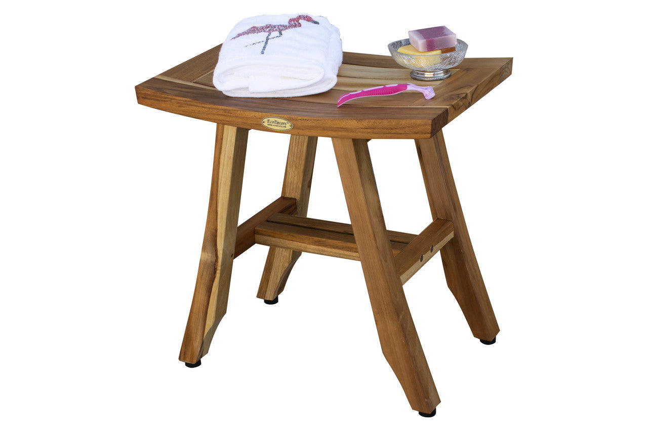 EcoDecors® Satori® 18" Teak Wood Shower Bench in EarthyTeak Finish