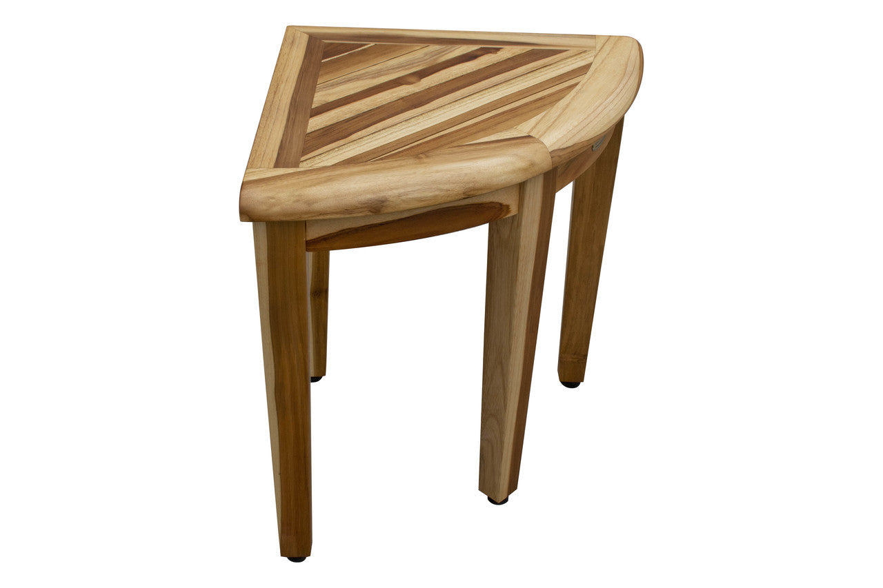 EcoDecors® SnazzyCorner® 18"H Teak Wood Corner Shower Bench in EarthyTeak Finish