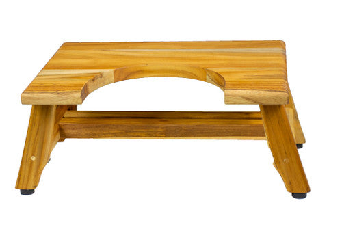 EcoDecors® SerenityPoo® 8" High Toilet Stool Teak Wood Shower Bench in EarthyTeak Finish