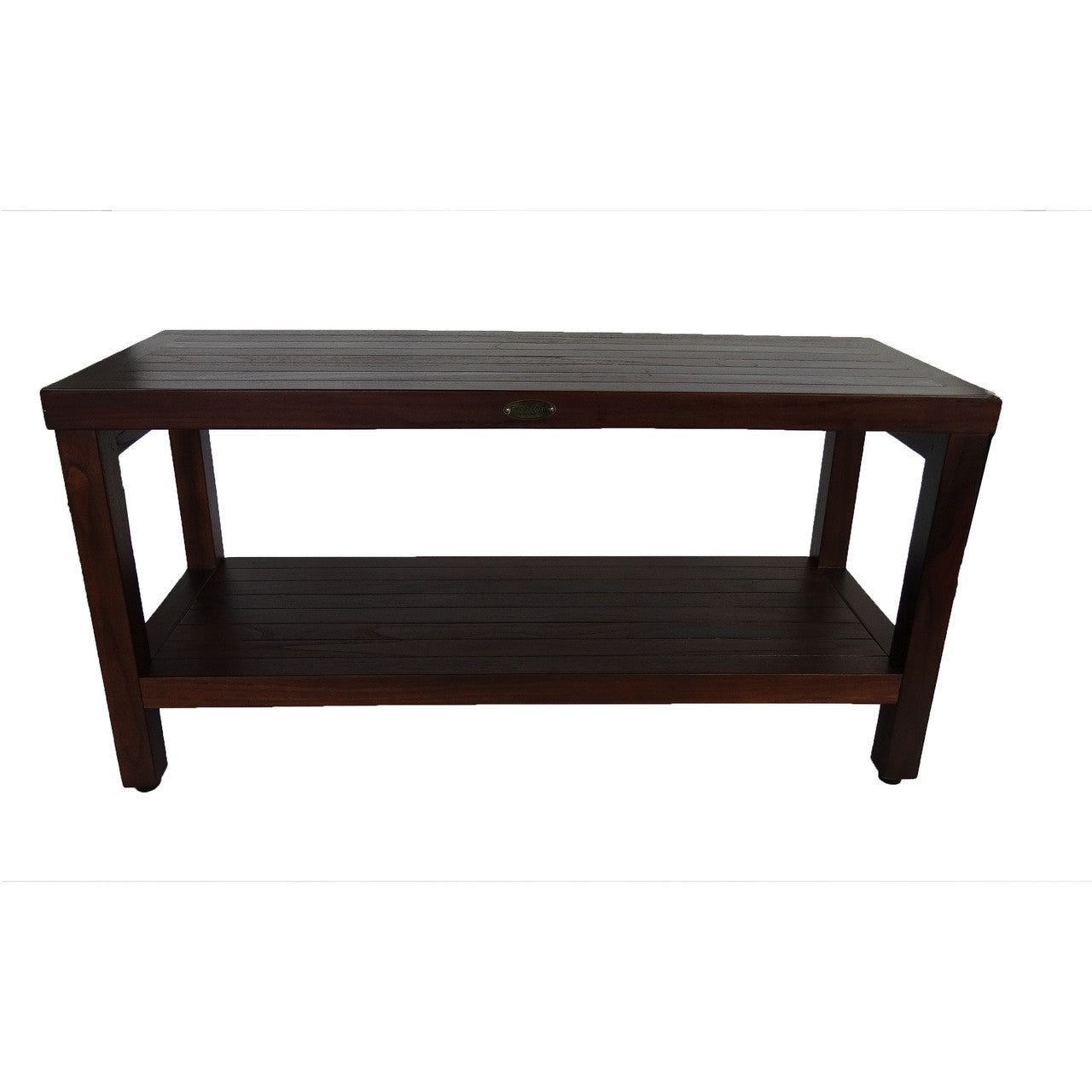 DecoTeak® Eleganto® 36" Teak Wood Shower Bench with Shelf in Woodland Brown Finish