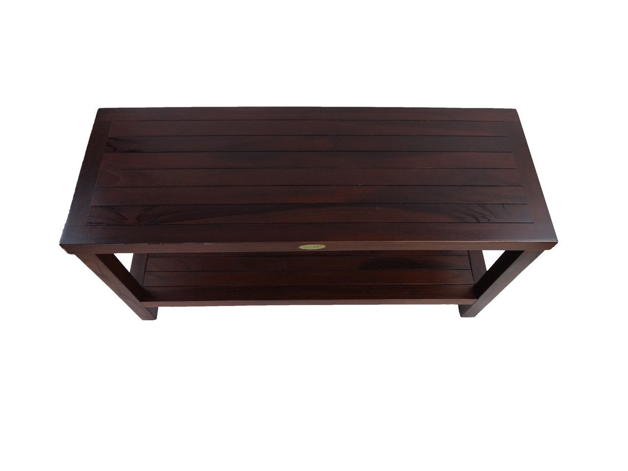 DecoTeak® Eleganto® 36" Teak Wood Shower Bench with Shelf in Woodland Brown Finish