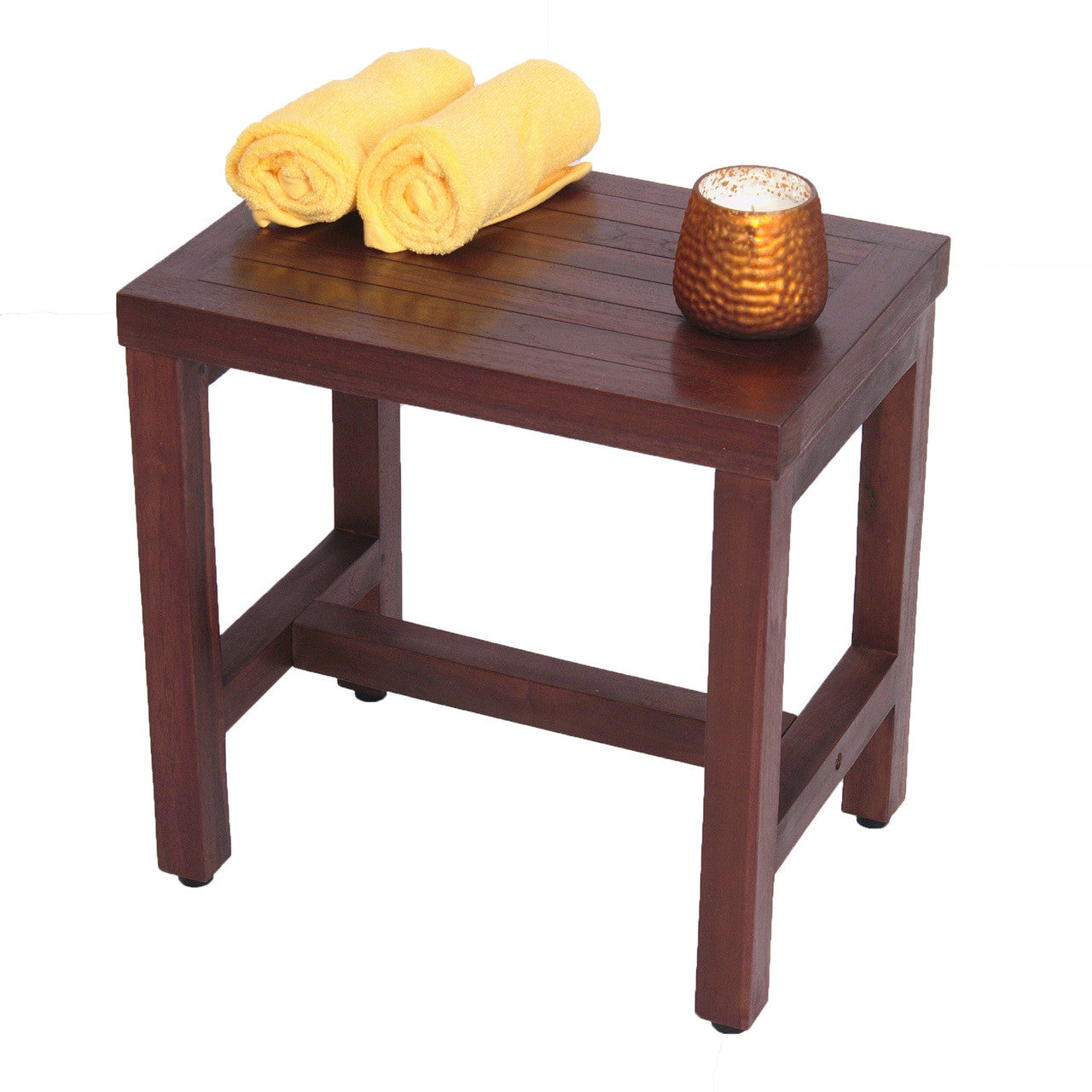 DecoTeak® Eleganto® 18" Teak Wood Shower Bench in Woodland Brown Finish