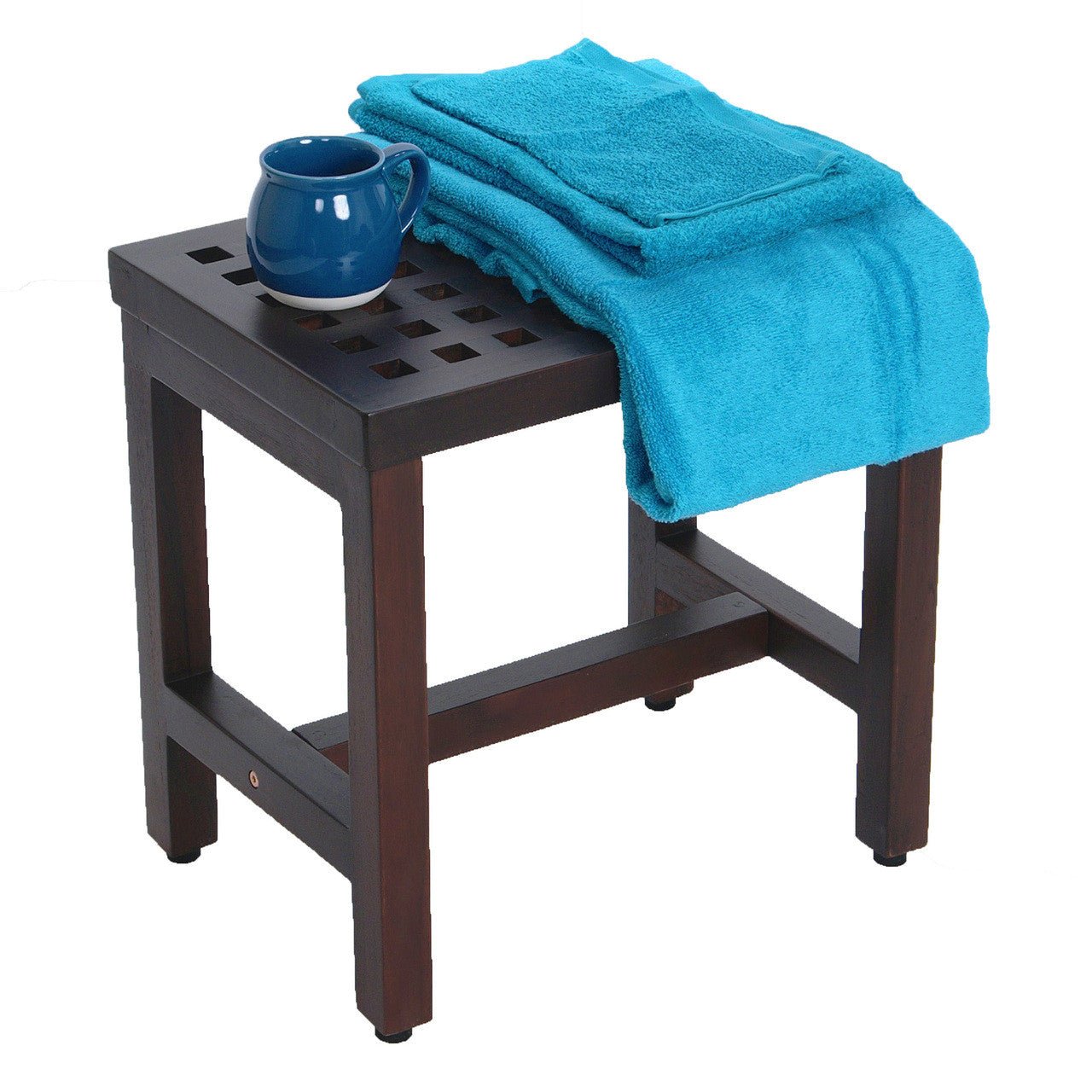 DecoTeak® Espalier® 18" Teak Wood Shower Bench in Woodland Brown Finish