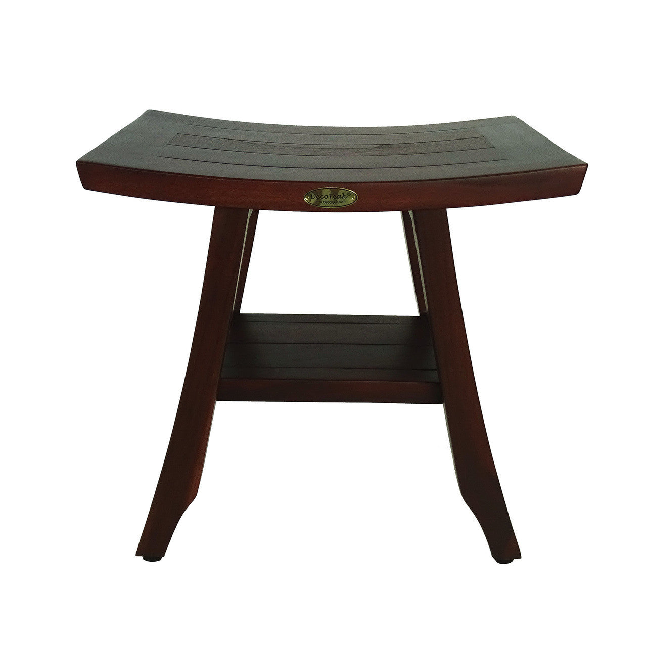 DecoTeak® Satori® 18" Teak Wood Shower Bench with Shelf in Woodland Brown Finish