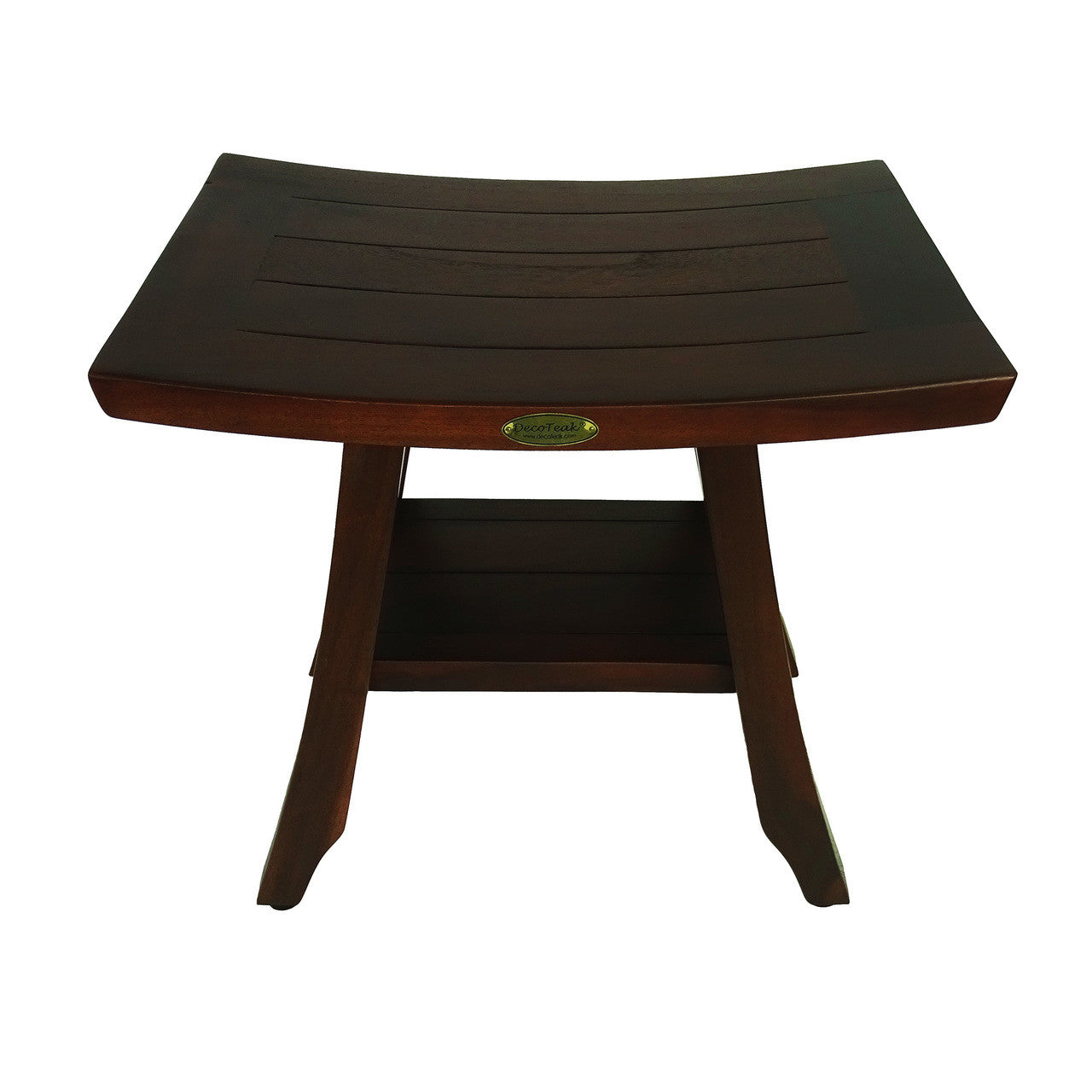 DecoTeak® Satori® 18" Teak Wood Shower Bench with Shelf in Woodland Brown Finish