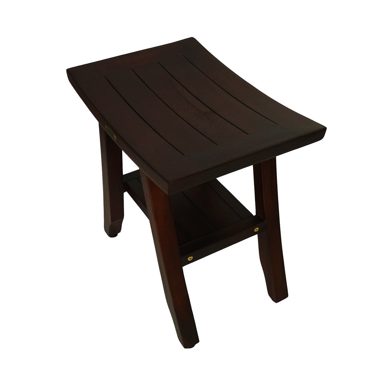 DecoTeak® Satori® 18" Teak Wood Shower Bench with Shelf in Woodland Brown Finish