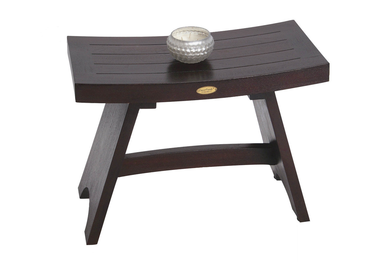 DecoTeak Serenity 24" Teak Wood Shower Bench in Woodland Brown Finish
