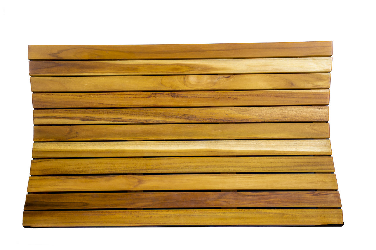 EcoDecors® Eleganto® 31" x 18" Slatted Solid Teak Bath Floor Mat in EarthyTeak Finish