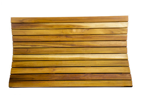 EcoDecors® Eleganto® 31" x 18" Slatted Solid Teak Bath Floor Mat in EarthyTeak Finish